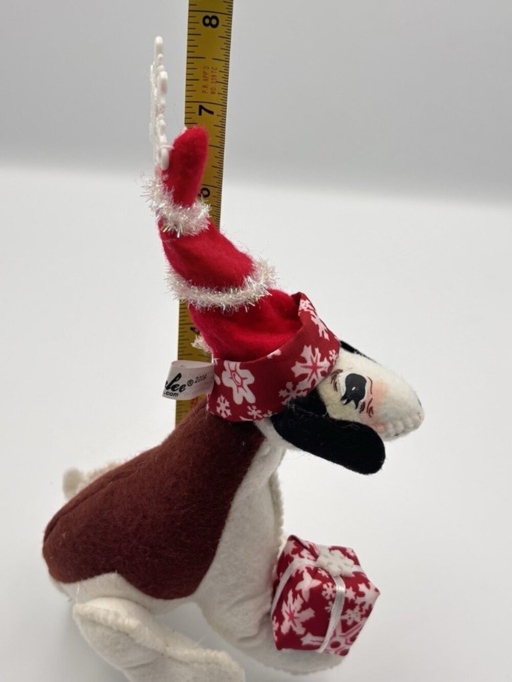 2009 Annalee Dolls Christmas Hound Puppy Dog Snowflake Red Hat Gift Present 7” - Picture 14 of 16